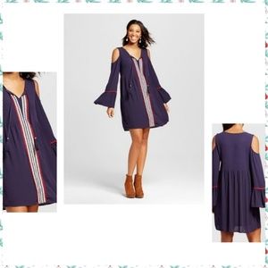 Xhilaration S Navy Blue Cold Shoulder Dress
